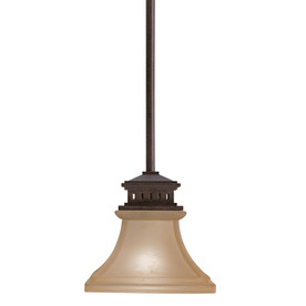 allen + roth 6-1/2"W Bronze Mini Pendant Light with Frosted Shade