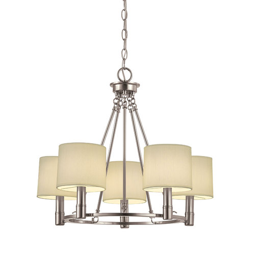 Zoomed: Portfolio 5-Light Aztec Brushed Nickel Chandelier