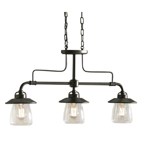 Zoomed: allen + roth 3-Light Mission Bronze Aztec Island Light with Clear Shade