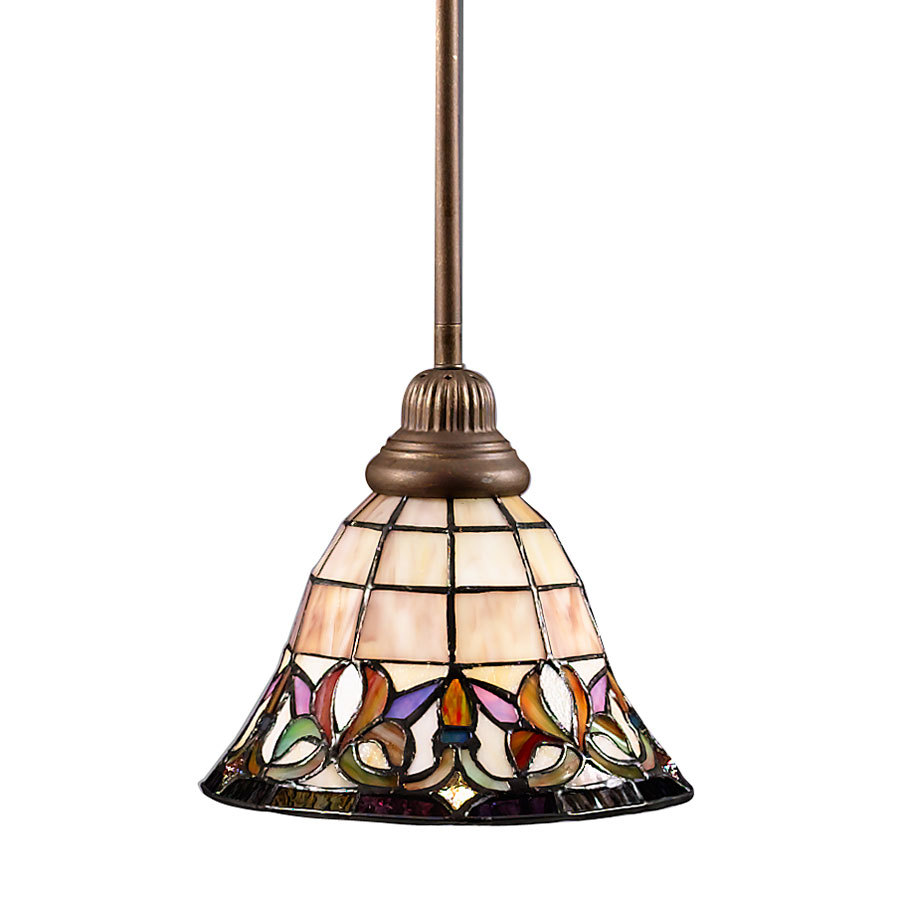  Bronze Mini Pendant Light with Tiffany-Style Glass Shade at Lowes.com