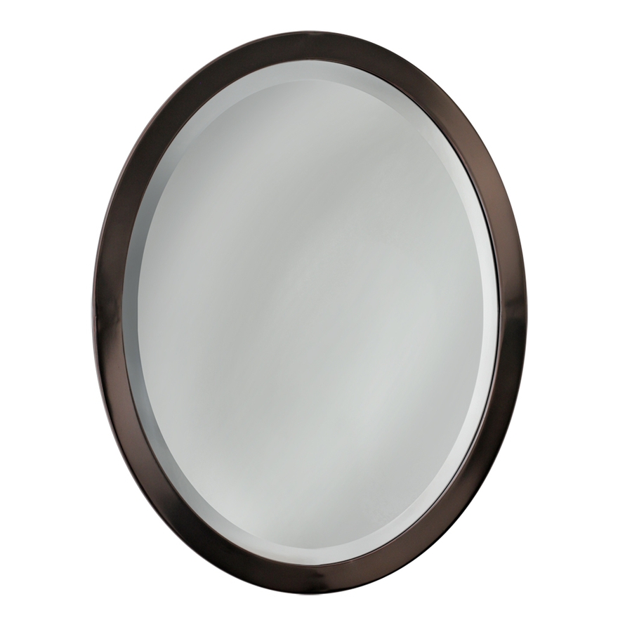 Shop allen + roth 29-in H x 23-in W Oil-Rubbed Bronze Oval Bathroom Mirror at Lowes.com