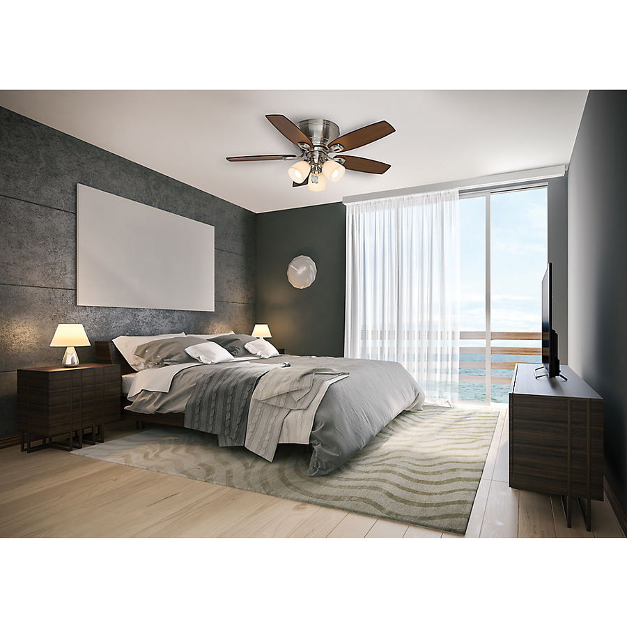 Casablanca Durant 44 In Brushed Nickel Led Indoor Flush Mount Ceiling Fan With Light Kit 5 Blade In The Ceiling Fans Department At Lowes Com