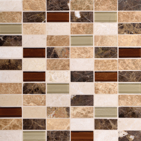 American Olean 12-in x 12-in Park Trail Calico Blend Mixed Material (Stone and Glass) Wall Tile PL4621HC1P