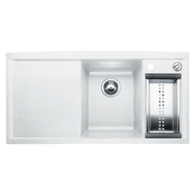 BLANCO White 1-Hole Double-Basin Composite Granite Undermount Kitchen ...