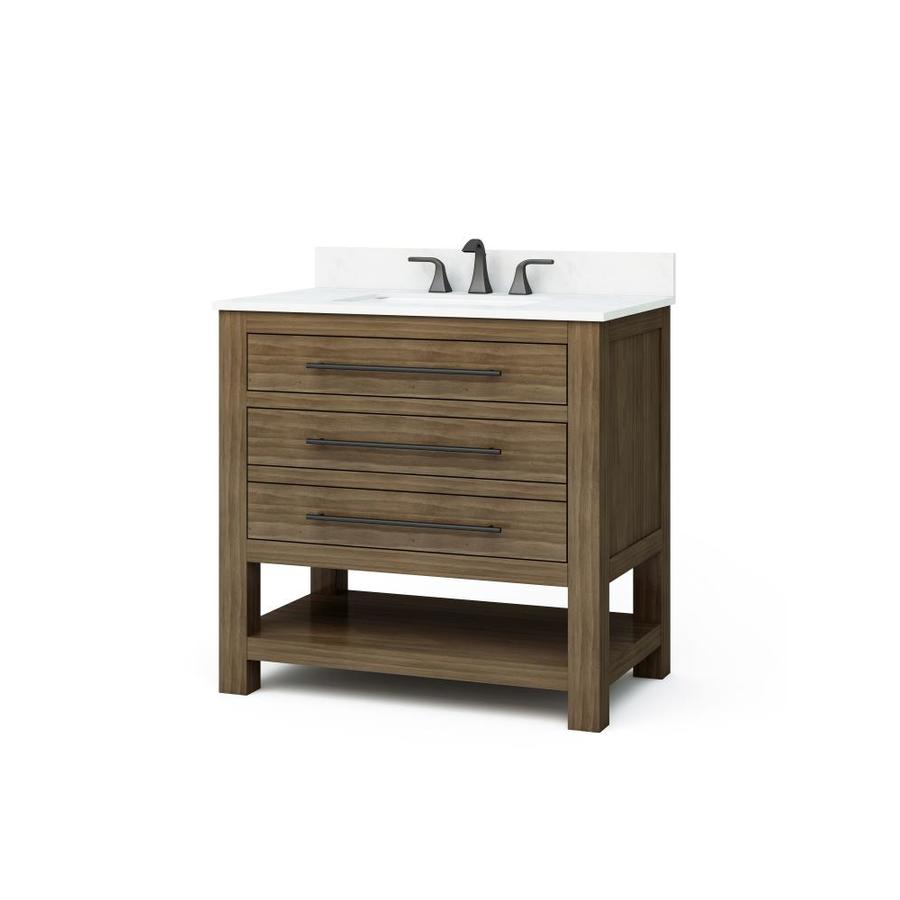 Allen Roth Kennilton 36 In Gray Oak Single Sink Bathroom Vanity With Gray Oak Engineered Stone Top In The Bathroom Vanities With Tops Department At Lowes Com