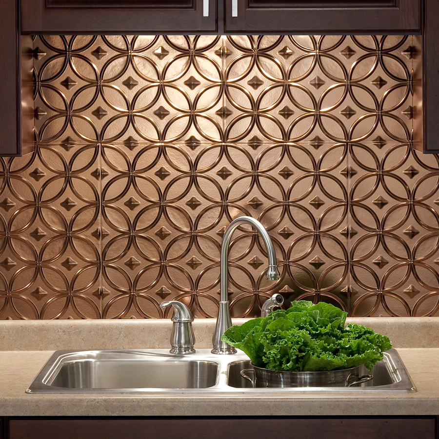 6 x 6 Sample Fasade Easy Installation Rings Antique Bronze Backsplash Panel for Kitchen and Bathrooms