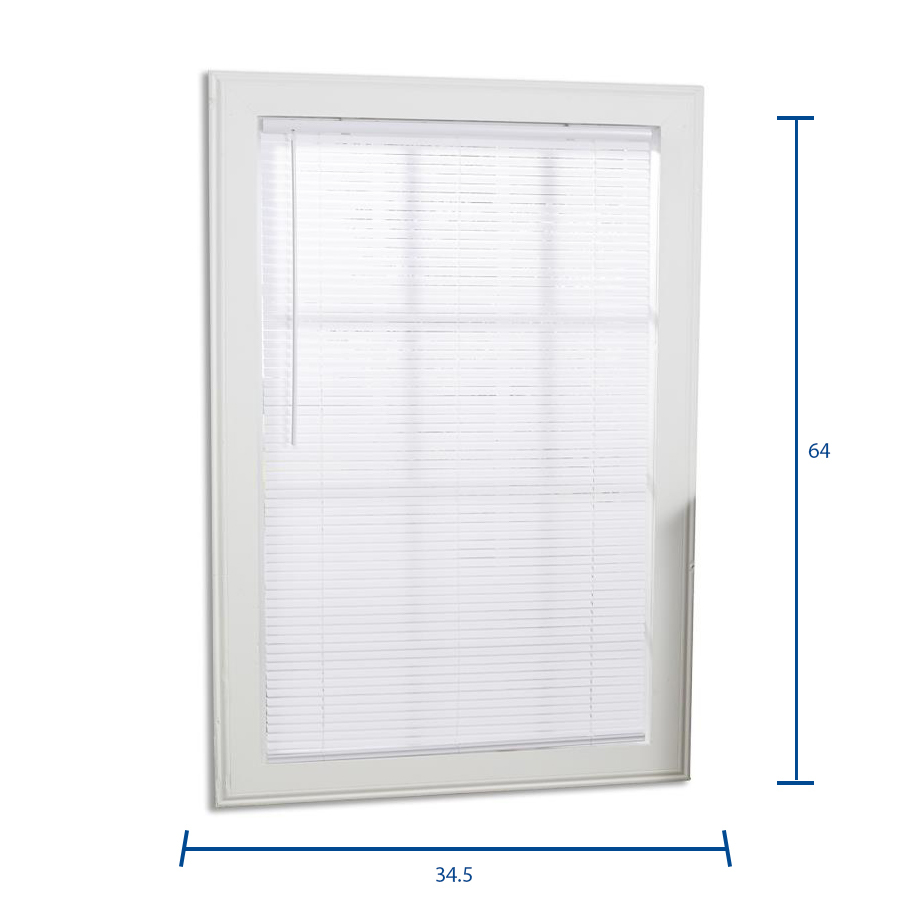 Project Source Light Filtering 1 In Slat Width 35 In X 64 In Cordless White Vinyl Light Filtering Mini Blinds In The Blinds Department At Lowes Com