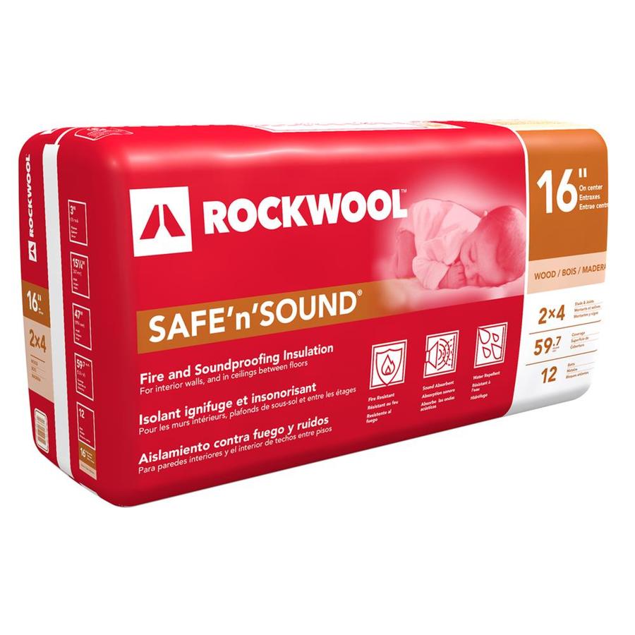 Rockwool Safe N Sound Attic And Wall 59 7 Sq Ft Unfaced Stone Wool Batt Insulation 15 25 In W X 47 In L 12 Pack In The Batt Insulation Department At Lowes Com