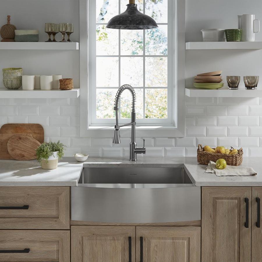 American Standard Suffolk 33 In X 22 In Stainless Steel Single Bowl Tall 8 In Or Larger Undermount Apron Front Farmhouse Residential Kitchen Sink With Drainboard In The Kitchen Sinks Department At Lowescom