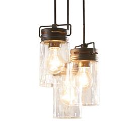 allen + roth Vallymede 7.7-in Bronze Hardwired Standard Multi-Pendant Light with Clear Glass Shade