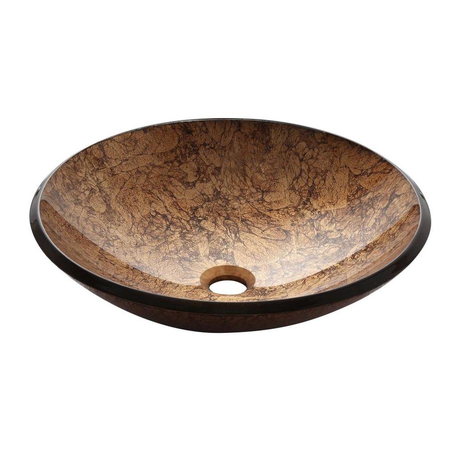 ... Metallic Copper Tempered Glass Vessel Round Bathroom Sink at Lowes.com