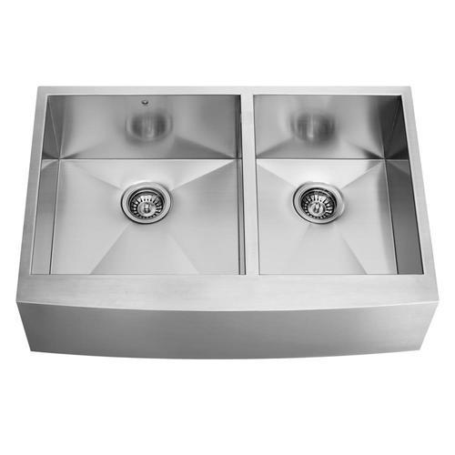 Zoomed: VIGO Double-Basin Stainless Steel Apron Front Kitchen Sink