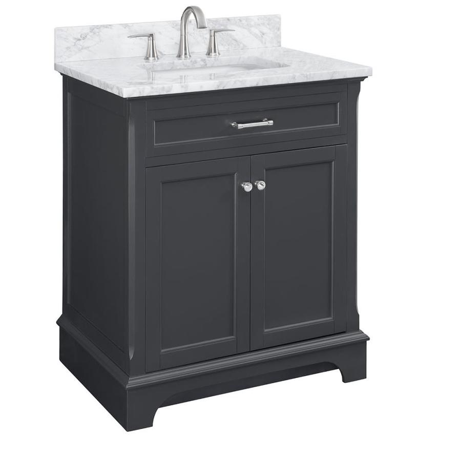 Scott Living Roveland 30 In Dark Gray Single Sink Bathroom Vanity With Natural Carrara Marble Top In The Bathroom Vanities With Tops Department At Lowes Com