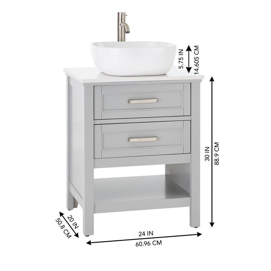 Style Selections Cromlee 24 In Light Gray Single Sink Bathroom Vanity With Engineered White Stone Engineered Stone Top Faucet Included In The Bathroom Vanities With Tops Department At Lowes Com