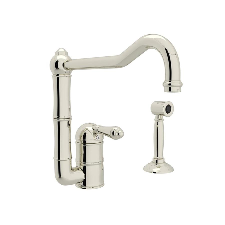 Rohl Country Kitchen Polished Nickel 1 Handle Deck Mount High Arc Handle Kitchen Faucet In The Kitchen Faucets Department At Lowescom