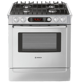 Bosch 700 Series 30-in 4.6-cu ft Self-Cleaning Convection Single Oven Dual Fuel Range (Stainless Steel Pro) HDI7282U