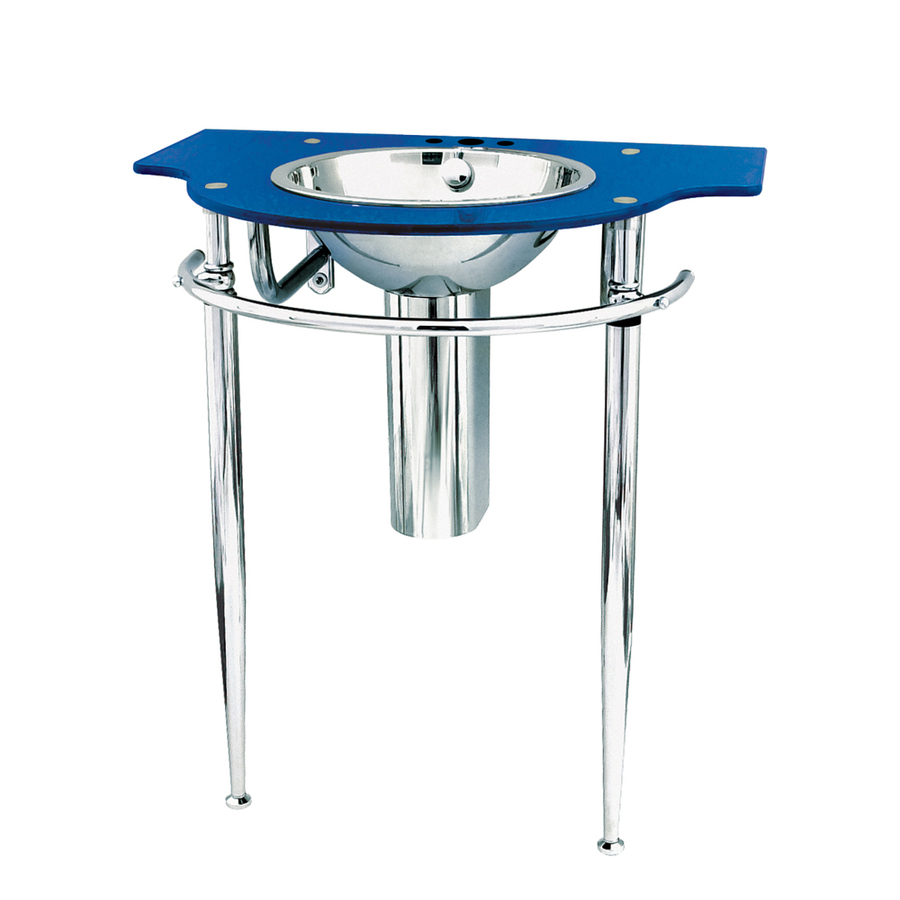 Wall Mounts 32.5-in H Metallic Blue Glass Complete Pedestal Sink ...