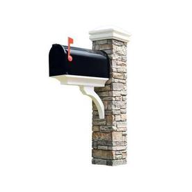 Eye Level Gray Cast Stone Mailbox Post