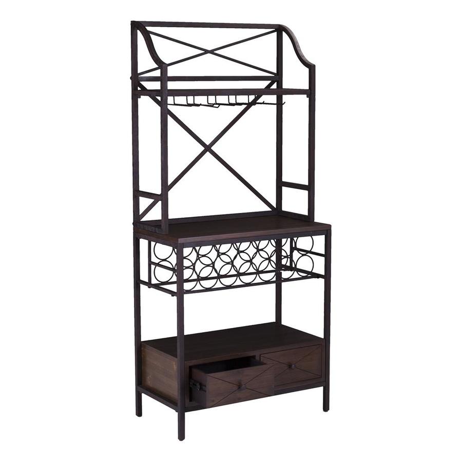 Boston Loft Furnishings Dark Distressed Pine Metal Bakers Rack With Wine Storage In The Dining Kitchen Storage Department At Lowes Com