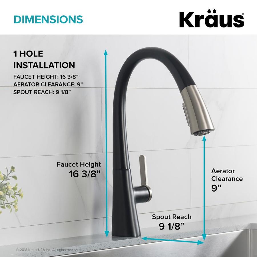 Kraus Nolen Spot Free Stainless Matte Black 1 Handle Deck Mount Pull Down Handle Kitchen Faucet Deck Plate Included In The Kitchen Faucets Department At Lowes Com