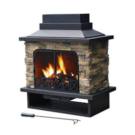 UPC 846822001050 product image for Sunjoy Black Steel Outdoor Wood-Burning Fireplace | upcitemdb.com