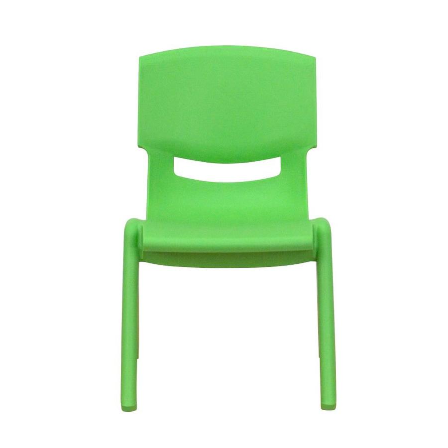 Flash Furniture Green Plastic Stackable School Chair with Carrying Handle and 11 Seat Height