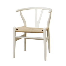 Baxton Studio Wishbone Chair: Ivory Wood Y Chair White