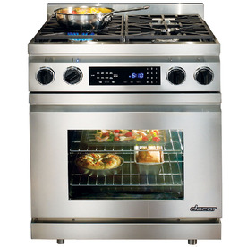 Dacor 30-in 3.9 cu ft Self-Cleaning Convection Dual Fuel Range (Stainless Steel) DR30D/NG