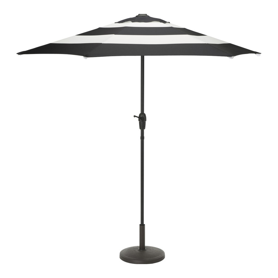 Garden Treasures 7 5 Ft Round Black And White Stripe With Black Steel Frame No Tilt Market Patio Umbrella In The Patio Umbrellas Department At Lowes Com