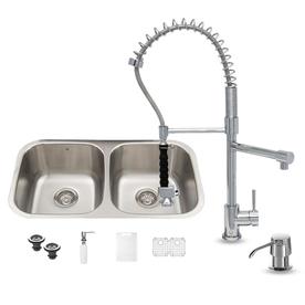 UPC 849922000077 product image for VIGO All in One Set 18-Gauge Double-Basin Undermount Stainless Steel Kitchen Sin | upcitemdb.com