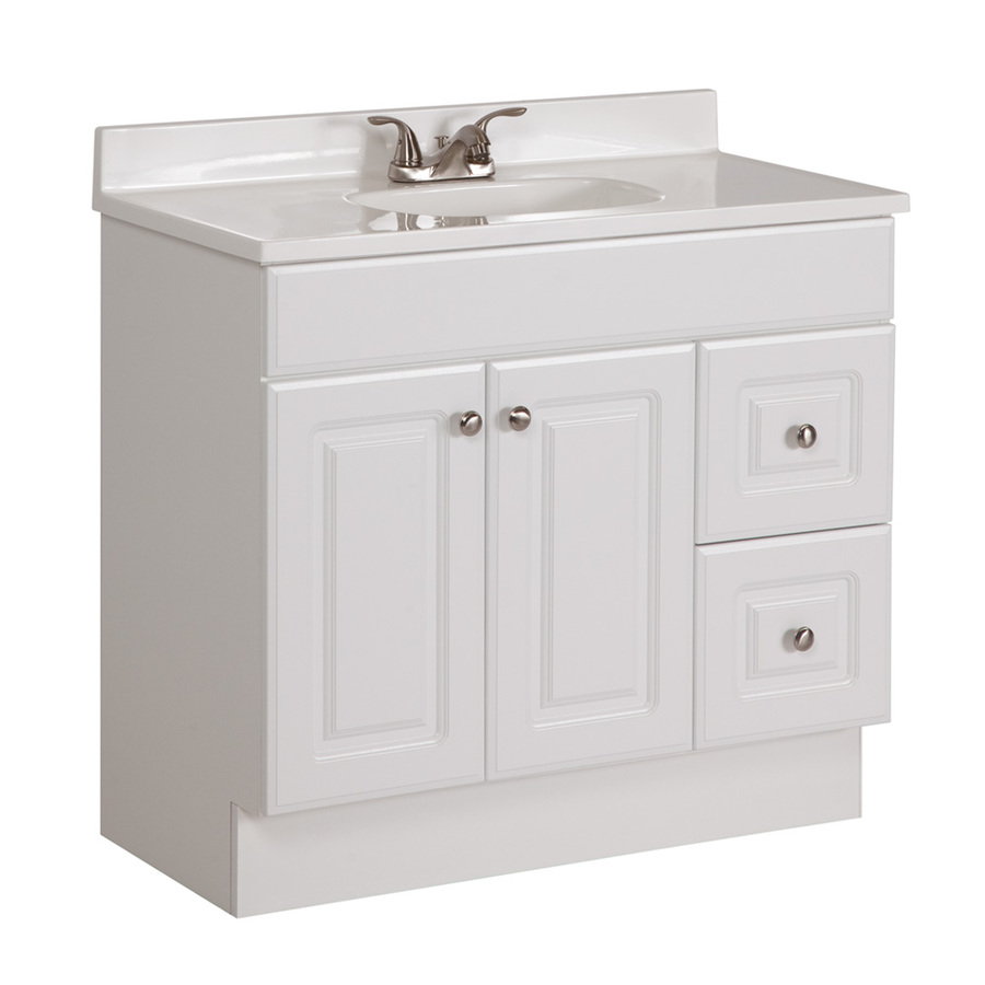 Shop Project Source White Integral Single Sink Bathroom Vanity with 