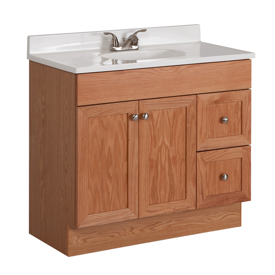 Shop Project Source Oak Integral Single Sink Bathroom Vanity with