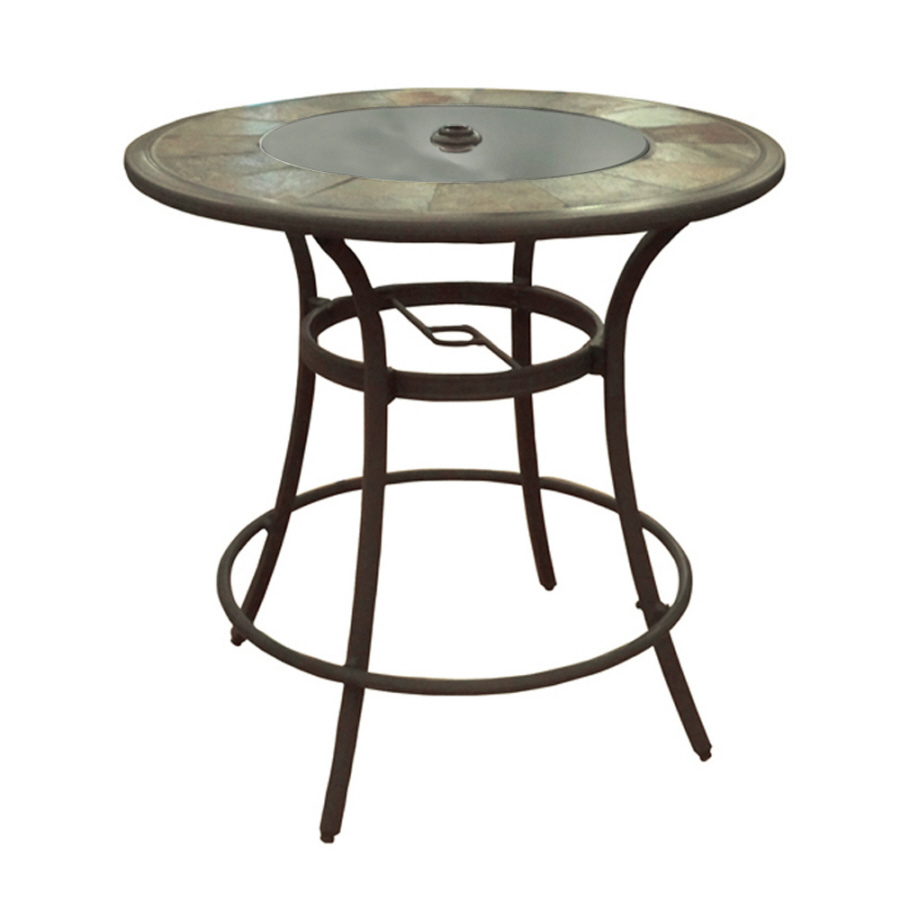 Patio Table Design Aluminum Frame Stone Top Round Patio Barheight