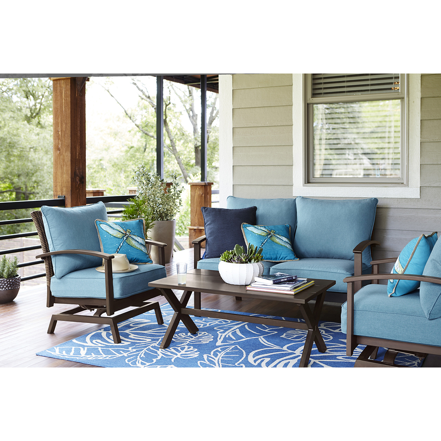 Allen Roth Atworth 6 Piece Metal Frame Patio Conversation Set With Cushions In The Patio Conversation Sets Department At Lowes Com