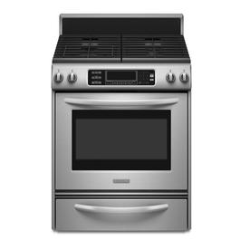KitchenAid 30-in 4.1-cu ft Self-Cleaning Convection Single Oven Dual Fuel Range (Stainless Steel) KDRS807SSS