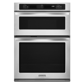 KitchenAid 27-in Self-Cleaning Convection Microwave Wall Oven Combo (Stainless Steel) KEMS379BSS