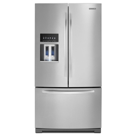 KitchenAid 28.6-cu ft 3 French Door Refrigerator with Single Ice Maker (Monochromatic Stainless Steel) ENERGY STAR KFIS29BBMS