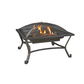 Garden Treasures 33.6-in Black Steel Wood-Burning Fire Pit