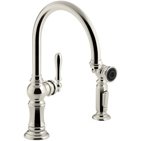 UPC 885612345912 product image for KOHLER Artifacts Vibrant Polished Nickel 1-Handle High-Arc Kitchen Faucet with S | upcitemdb.com