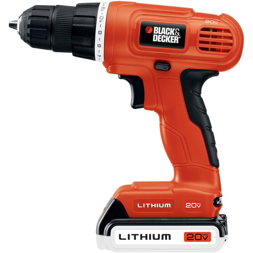 Zoomed: BLACK & DECKER 20-Volt 3/8" Cordless Lithium Ion Drill/Driver