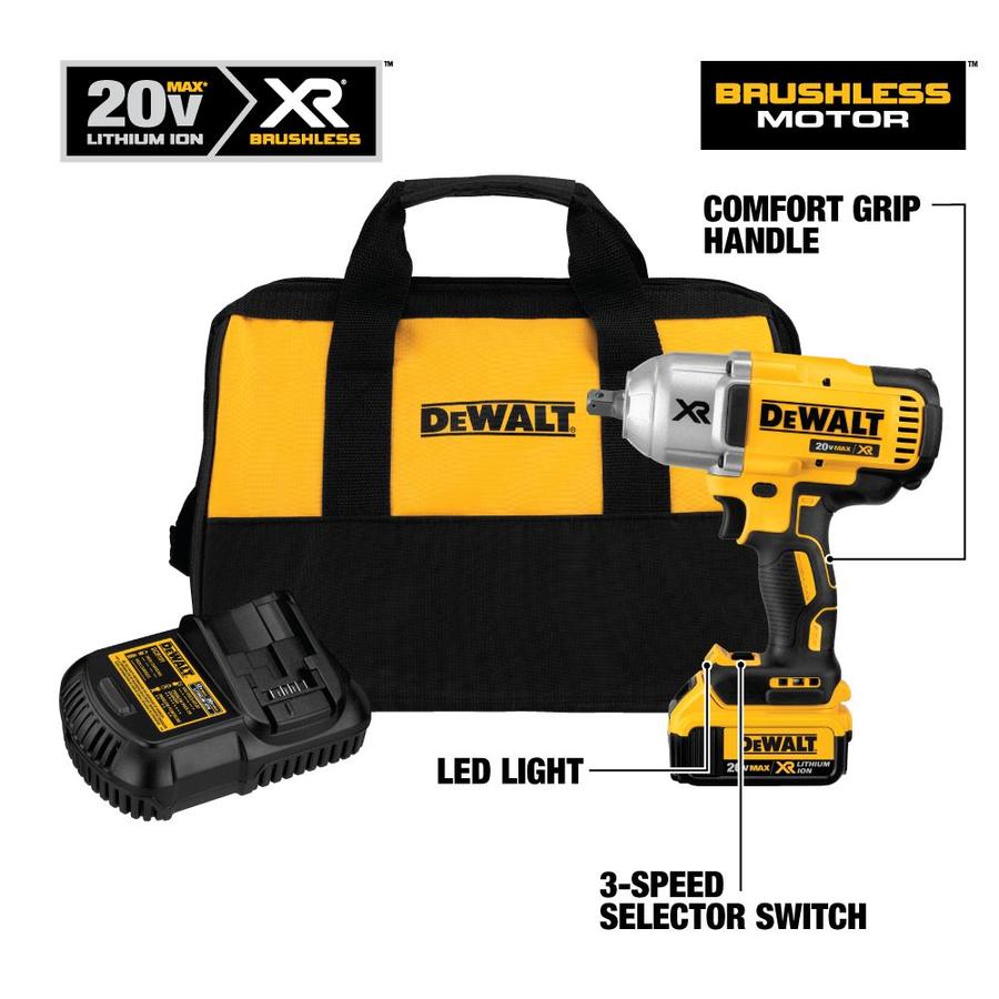 Dewalt Xr Volt Max Variable Speed Brushless 1 2 In Drive Cordless Impact Wrench 1 Battery Included In The Impact Wrenches Department At Lowes Com