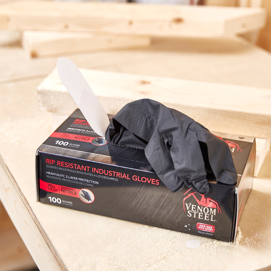 Venom STEEL Heavy-Duty Studded Texture 100/% Thicker Disposable Nitrile 50 Gloves