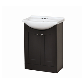 Style Selections Euro Style 24-in x 17-in Espresso Belly Bowl Single Sink Bathroom Vanity with Vitreous China Top