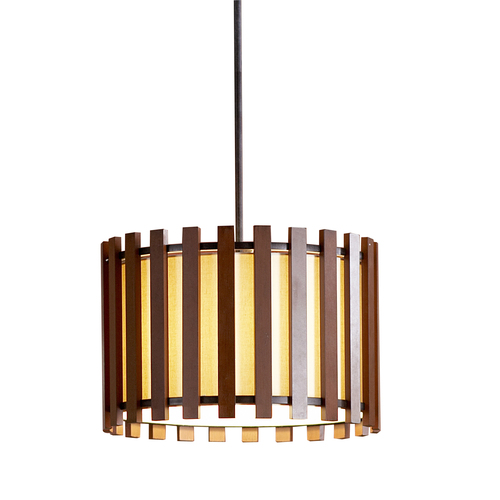 Zoomed: allen + roth 17-3/4"W Bronze Pendant Light with Fabric Shade