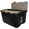 Real Organized 12-Gallon Black and Grey Plastic Lidded Crate