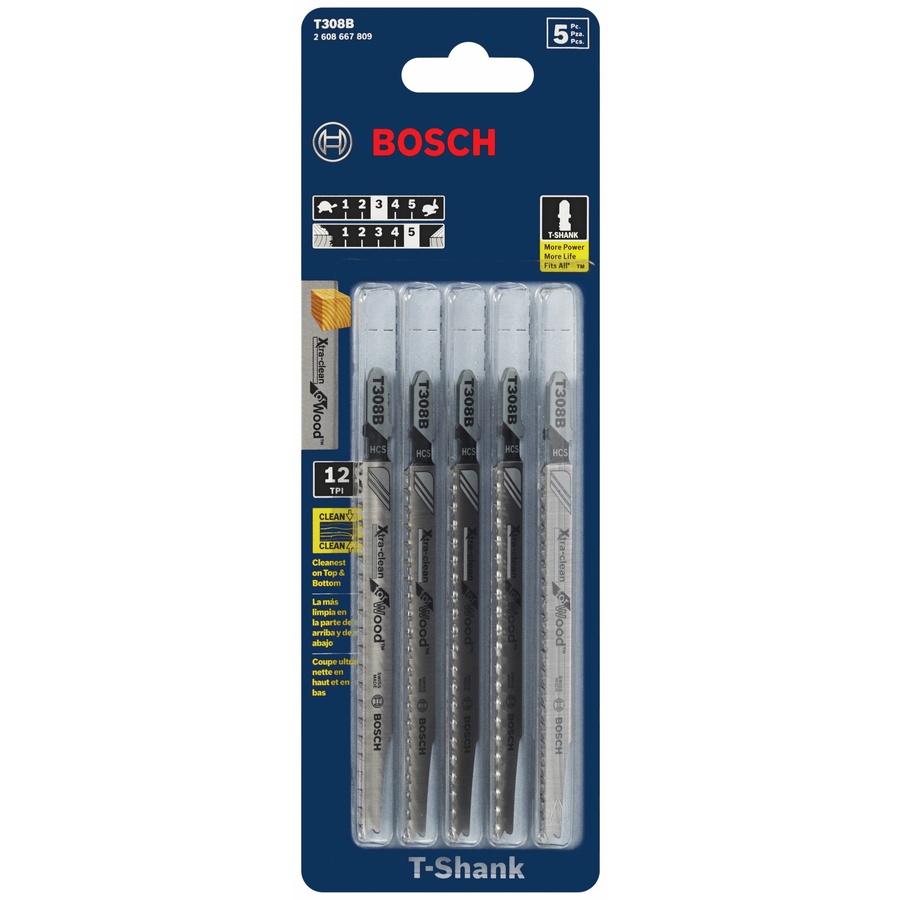 Bosch 5 Pack 4 1/2 in T Shank Carbon Jigsaw Blade