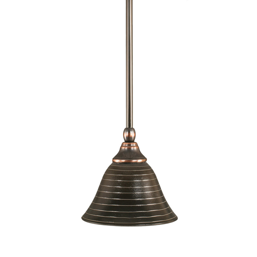 Brooster 7 in W Black Copper Mini Pendant Light with Textured Shade