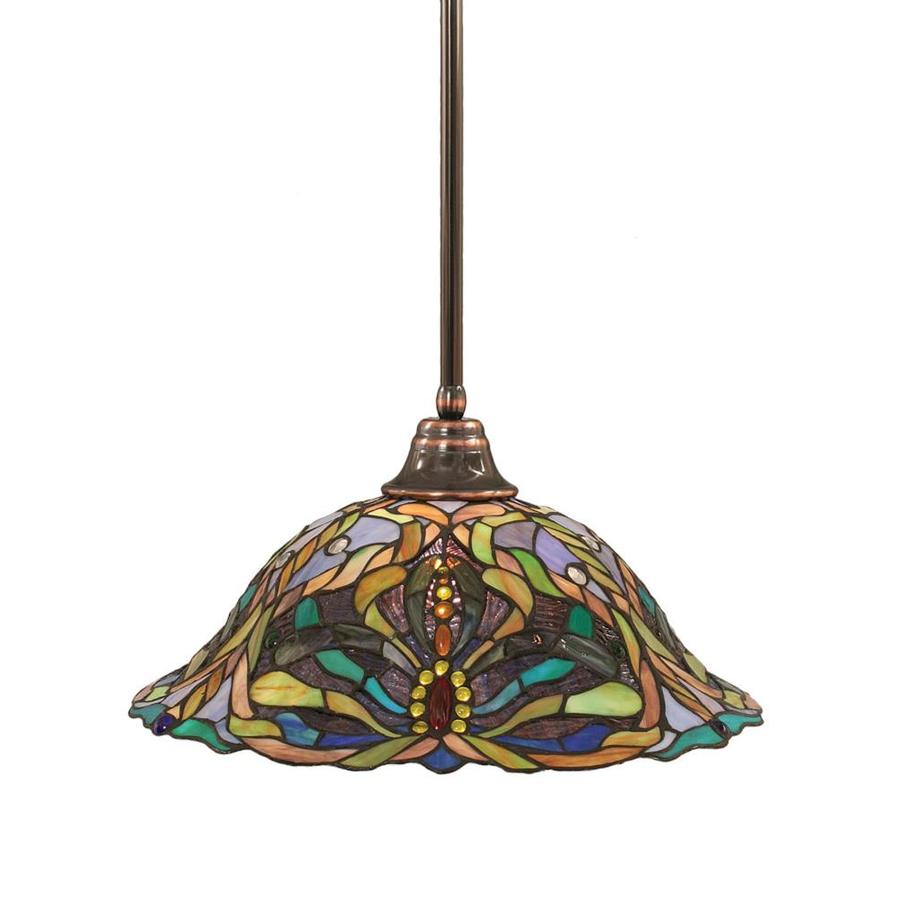 Brooster 16 in W Black Copper Pendant Light with Tiffany Style Shade