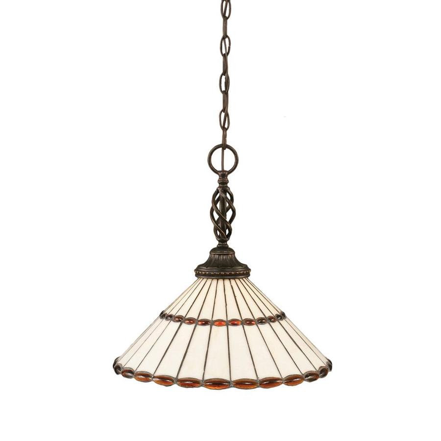 Brooster 16 in W Dark Granite Pendant Light with Tiffany Style Shade