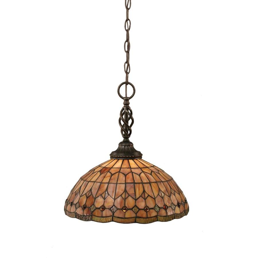 Brooster 15 in W Dark Granite Pendant Light with Tiffany Style Shade